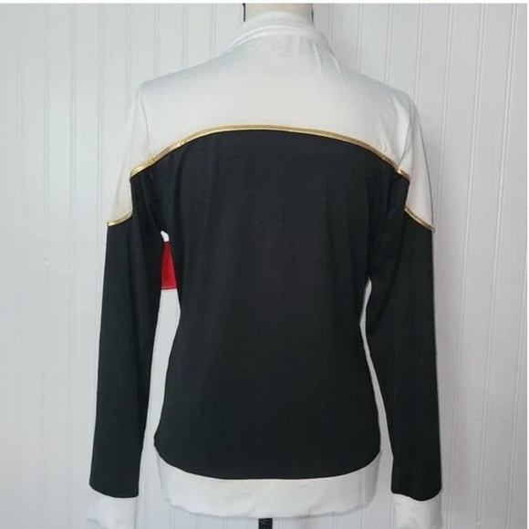 ISAAC MIZRAHI Polyester black white Stand Collar Zip-up Sport Jacket - Small - Picture 2 of 12